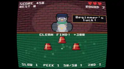Hustle Pigeon gameplay: cups shuffle while the player watches the pea