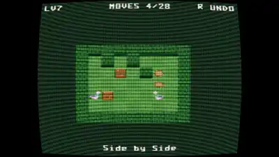 Mirror Pigeons gameplay: two pigeons push crates in mirrored moves